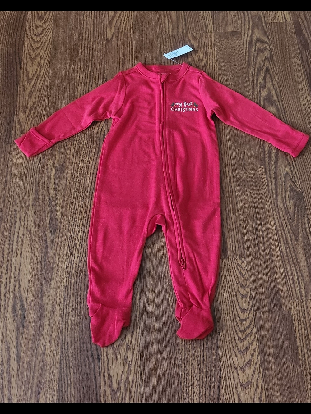 Old Navy Red 'My First Christmas' Baby Footed One-Piece